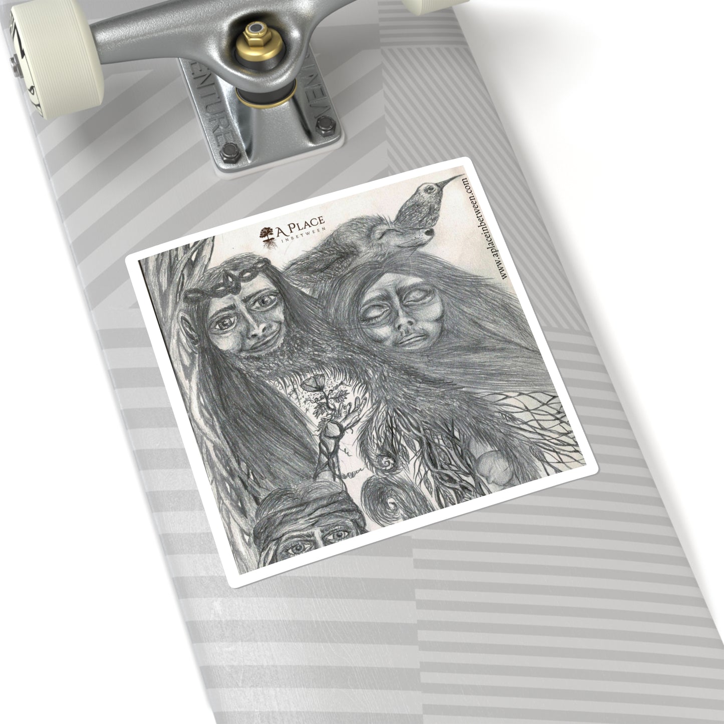 Mystical Forest characters/Animals “New Life” Square Sticker — Hand-Drawn Nature Spirit Art 1 of 2