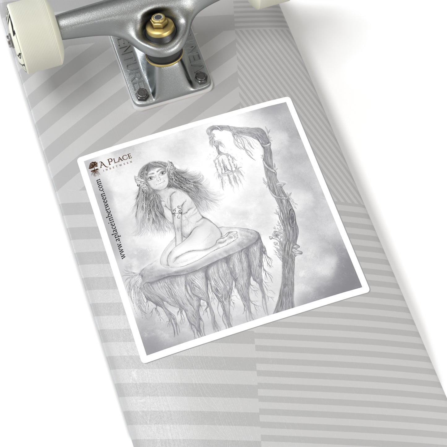 Elvish Warrior, Moon Square Sticker — Ethereal Fantasy Art Decal “ A place we only feel love “