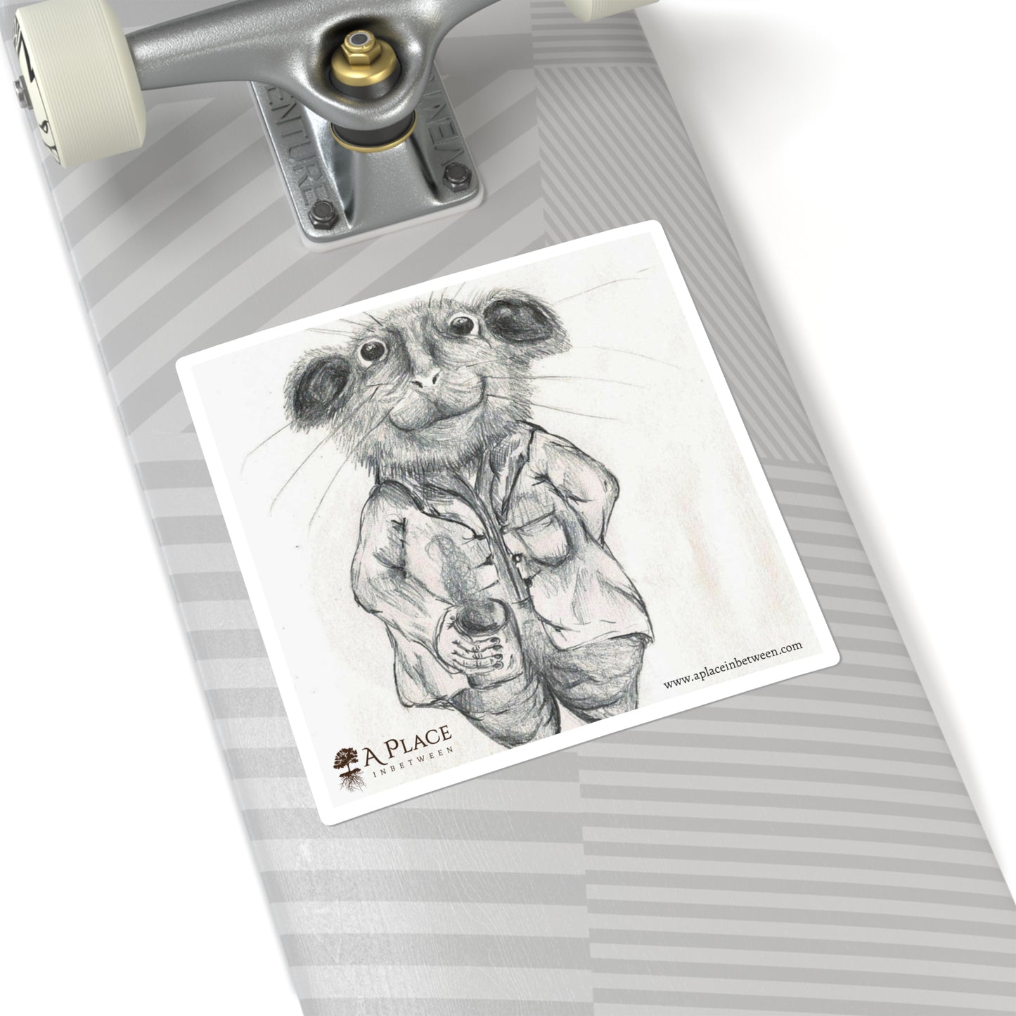 “Pleasant Mouse enjoying a hot brew “Sticker — Cute Hand-Drawn Character Square Sticker