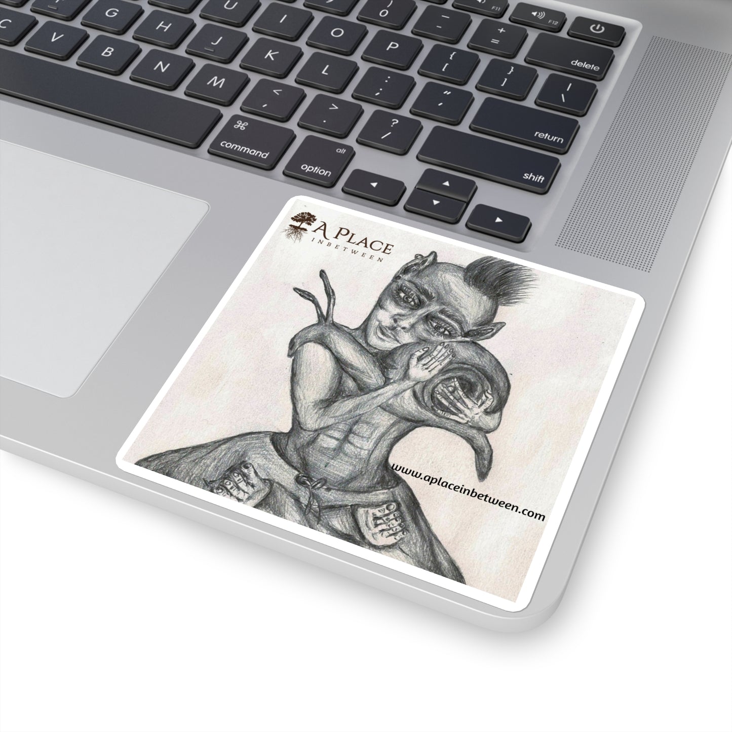 "Hold close to what matters' Fantasy/Creatures /Warrior/ Snail/ Square Sticker — Hand-Drawn Surreal Pencil Illustration