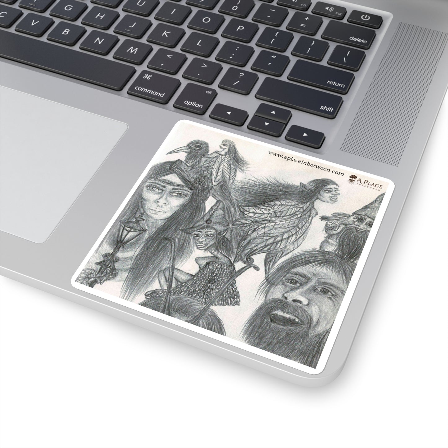 Sketch Art Square Sticker — Mythic Faces and creatures /lantern Collage 1 of 2
