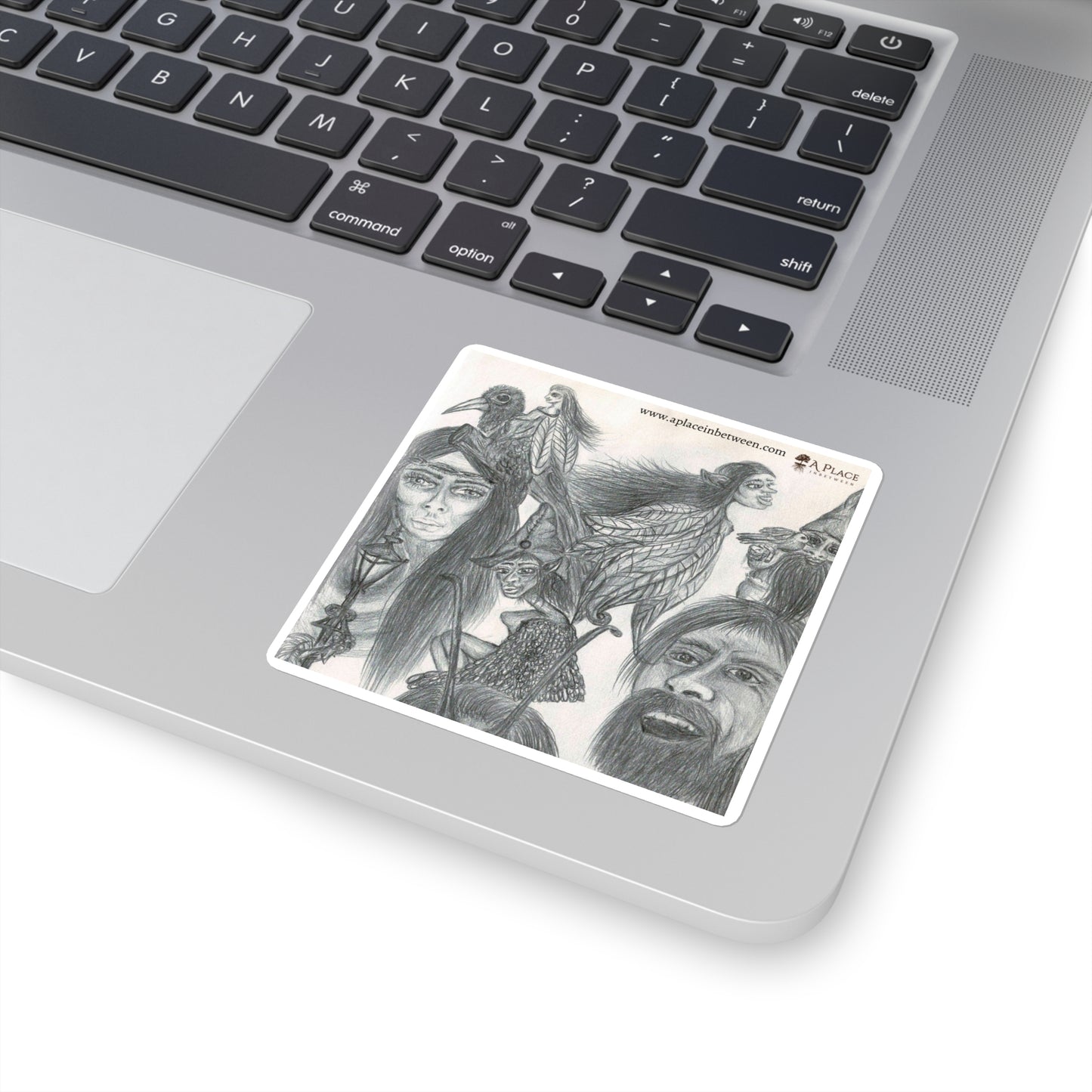 Sketch Art Square Sticker — Mythic Faces and creatures /lantern Collage 1 of 2