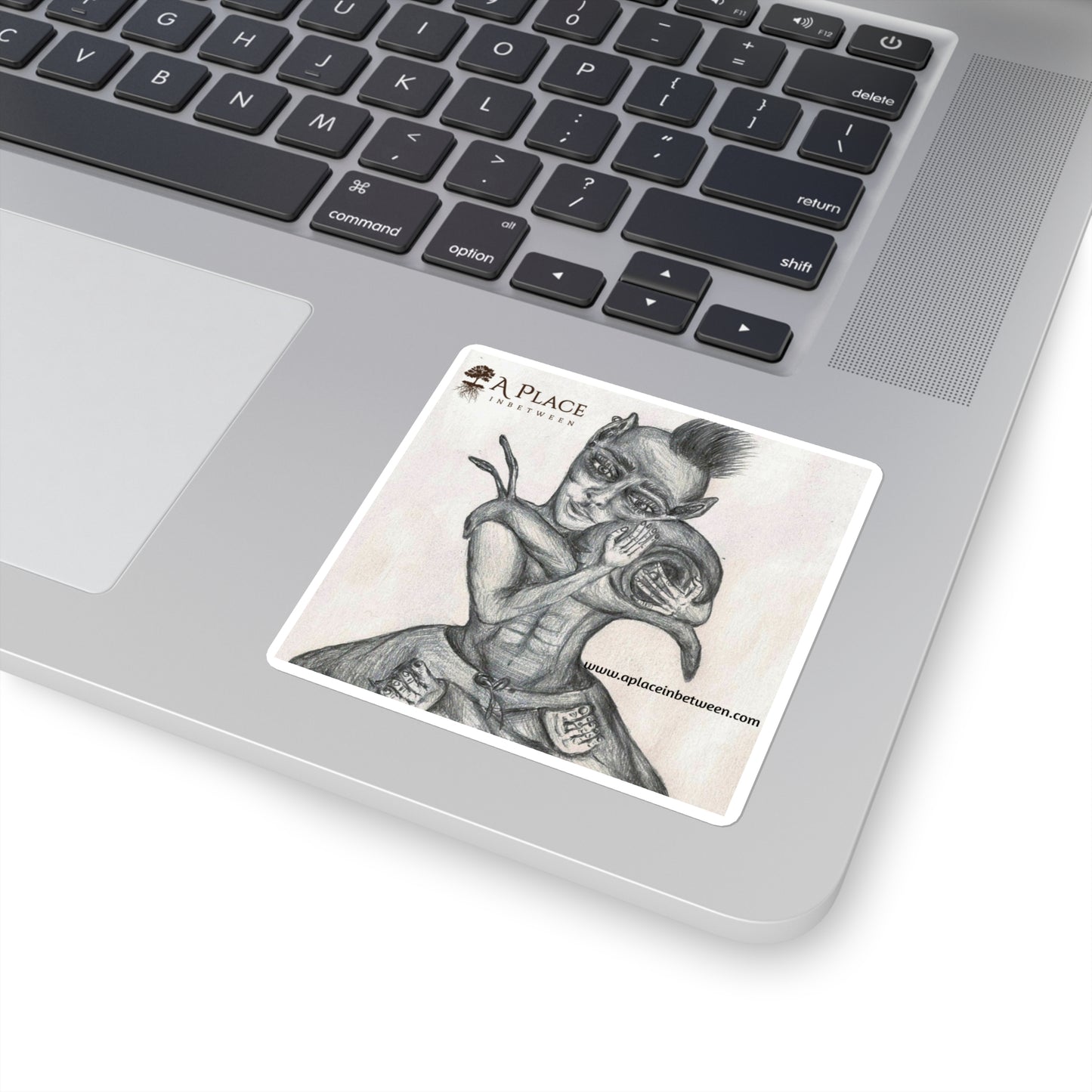 "Hold close to what matters' Fantasy/Creatures /Warrior/ Snail/ Square Sticker — Hand-Drawn Surreal Pencil Illustration