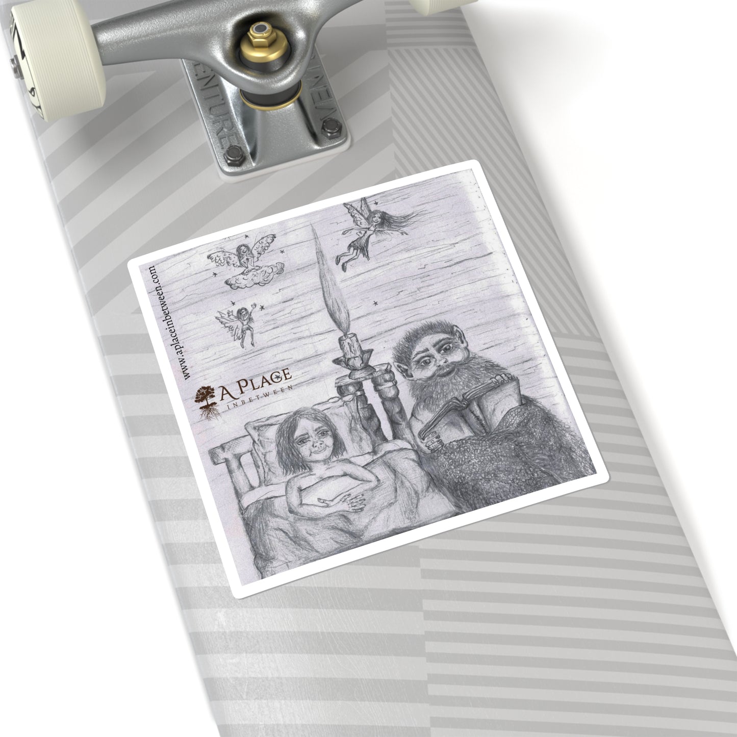 Candlelight warm bedtime stories”Illustration Square Sticker — ' Folk Art/fairy