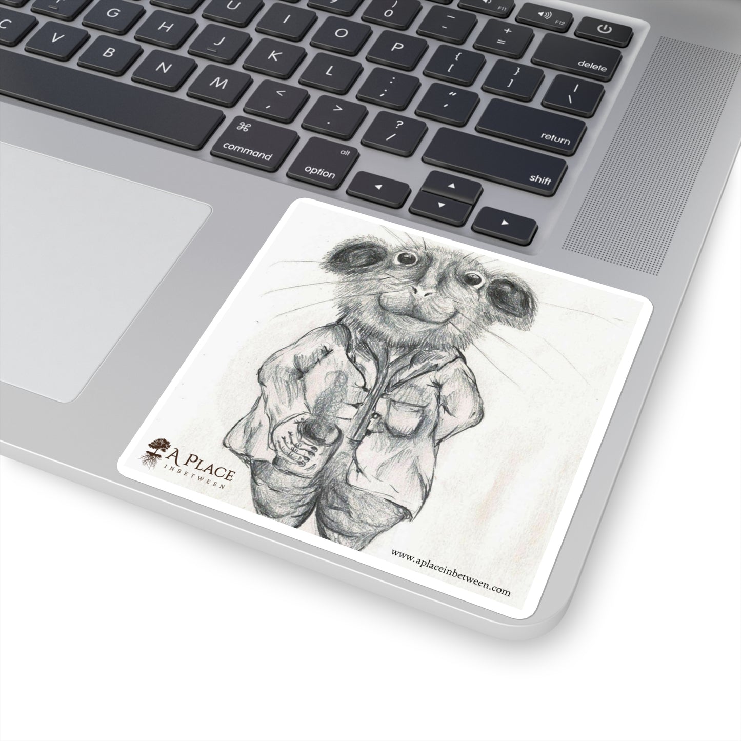 “Pleasant Mouse enjoying a hot brew “Sticker — Cute Hand-Drawn Character Square Sticker