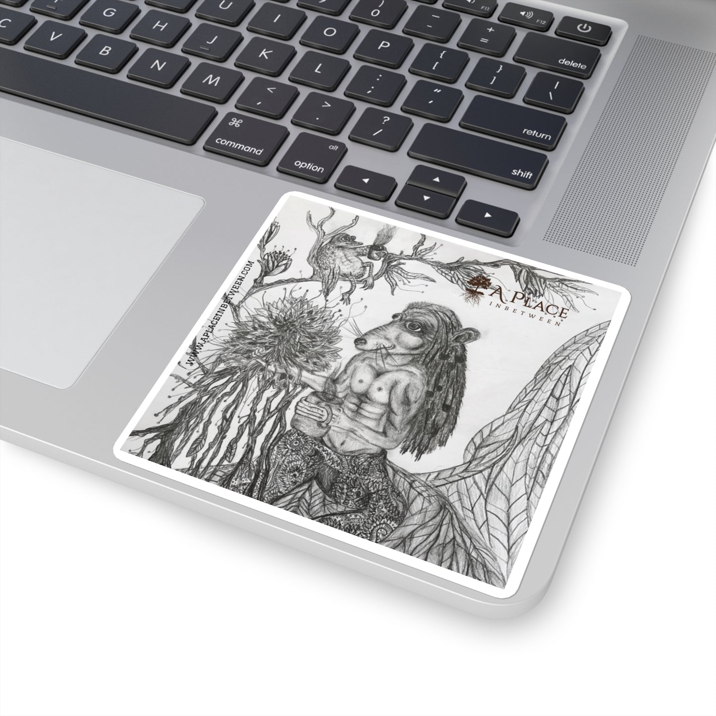 ' Hot Brew amongst the plants " Hippy Rat & Bird Plant Chill Square Sticker /Fantasy /nature