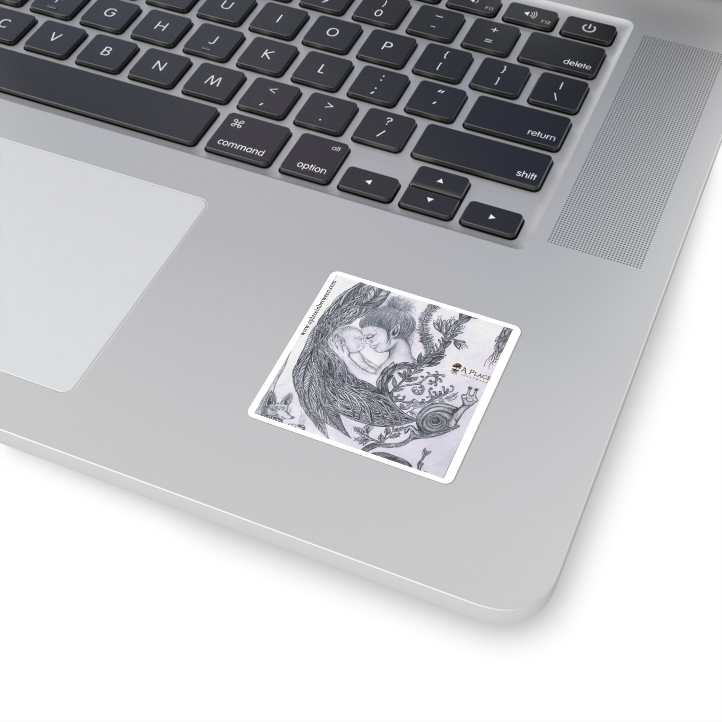 Square Sticker — Mother & Child Pencil Art Illustration