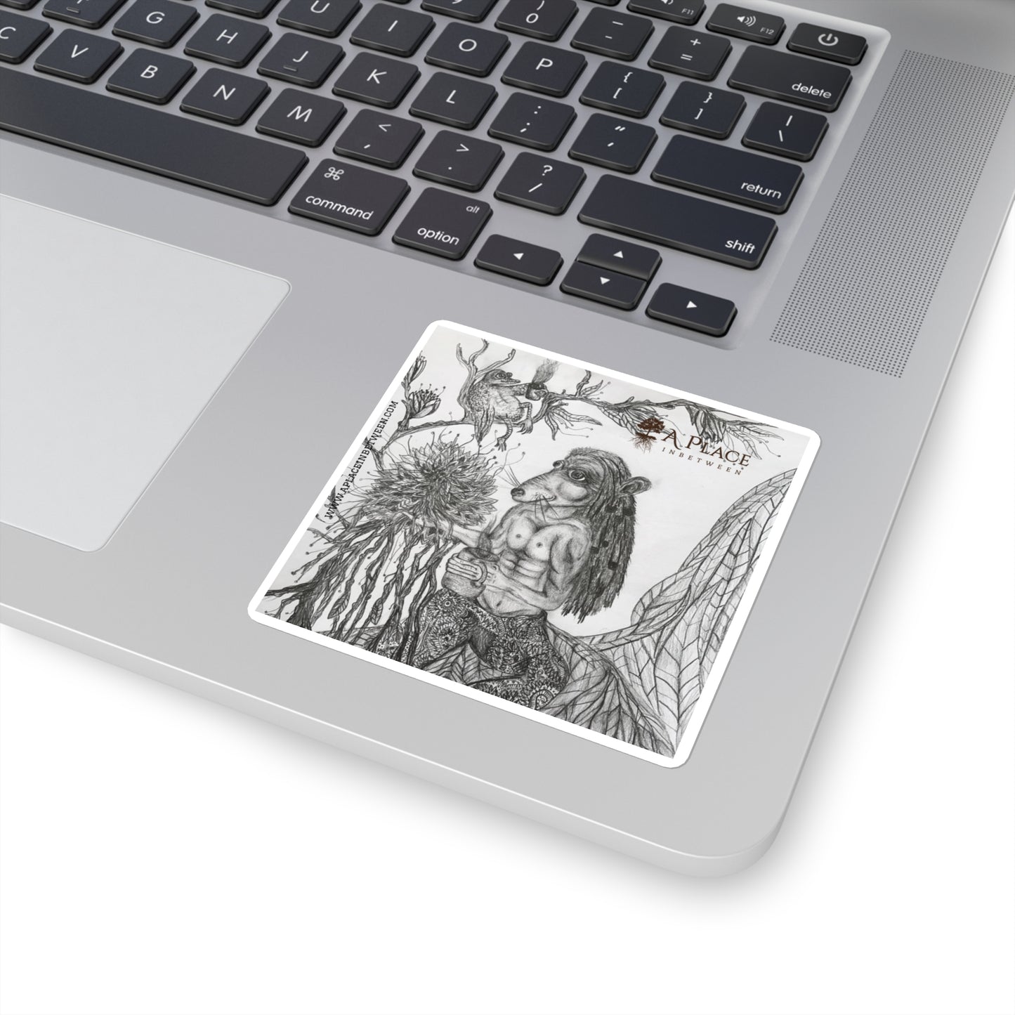 ' Hot Brew amongst the plants " Hippy Rat & Bird Plant Chill Square Sticker /Fantasy /nature