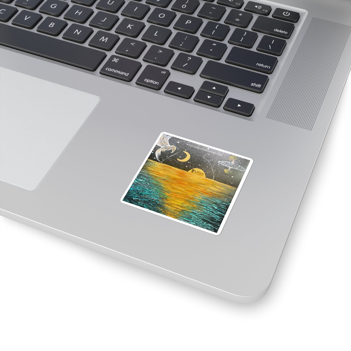 “Galaxy Sunrise “Mystic Sea /lantern /tree of life Square Sticker — Moon, Stars & Soaring Bird Sticker