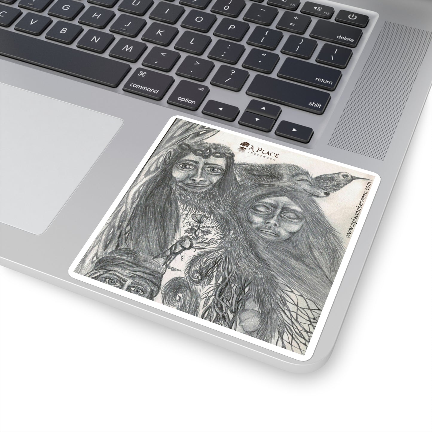 Mystical Forest characters/Animals  “New Life”  Square Sticker — Hand-Drawn Nature Spirit Art 1 of 2