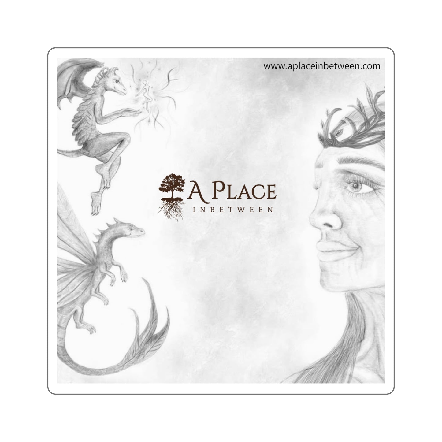 Dragon & Wise Elvish Warrior  Woman, Fantasy Sticker — Mind Body Soul Square Sticker