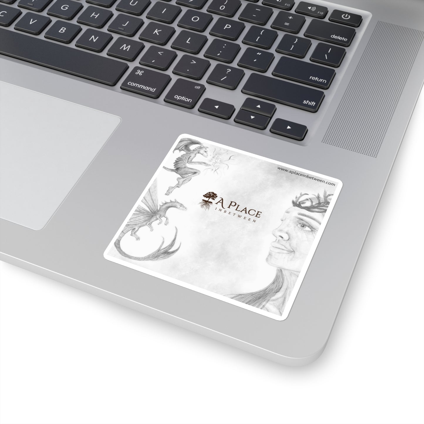 Dragon & Wise Elvish Warrior  Woman, Fantasy Sticker — Mind Body Soul Square Sticker