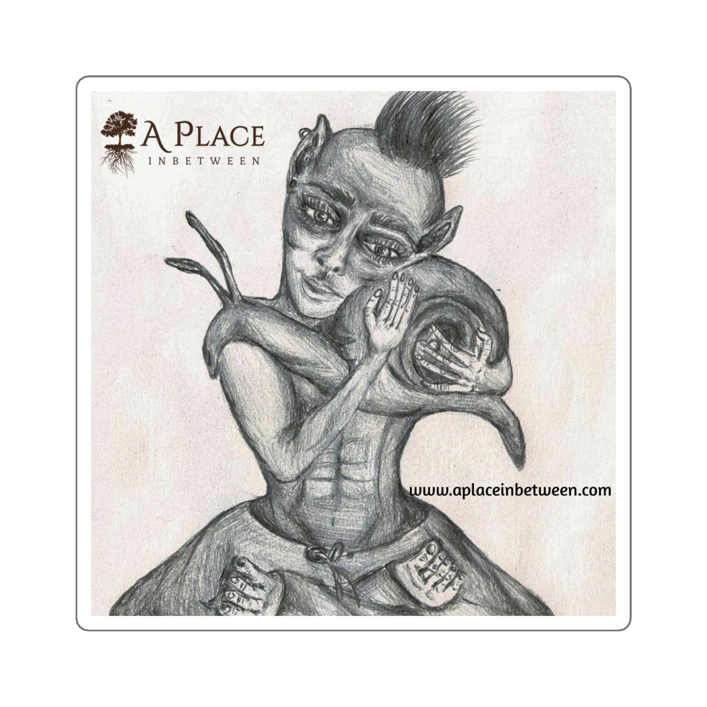 "Hold close to what matters' Fantasy/Creatures /Warrior/ Snail/ Square Sticker — Hand-Drawn Surreal Pencil Illustration