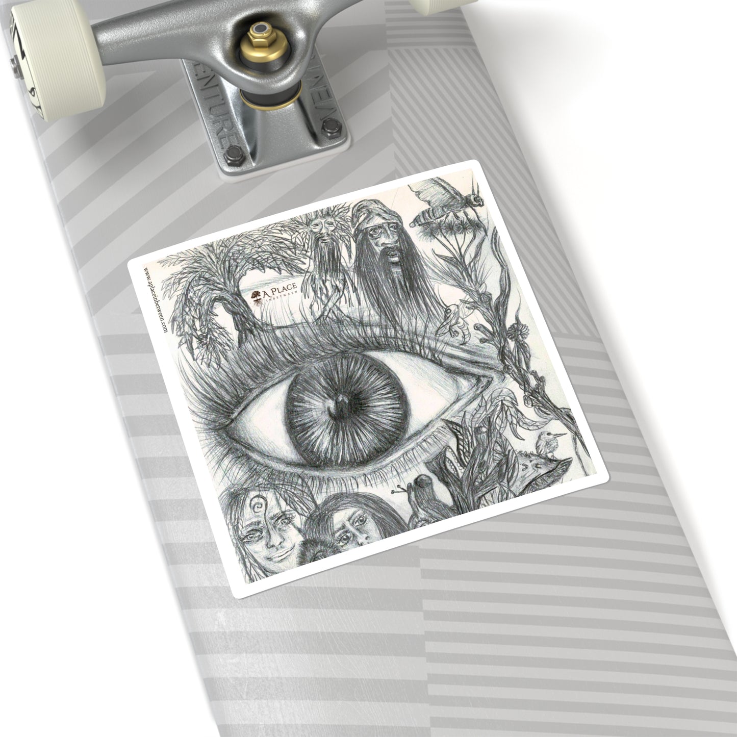 Mystic Eye Art Square Sticker — Hand-Drawn Surreal /fantasy /elvish Pencil Illustration 1 of 2