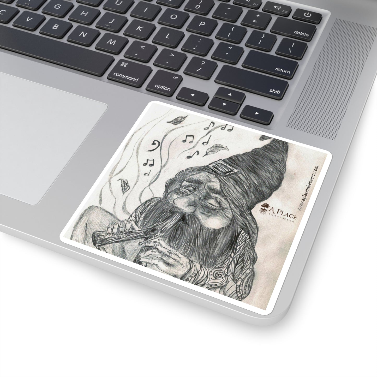 Gnome Flute Square Sticker – Hand-Drawn Whimsical Musician Decal