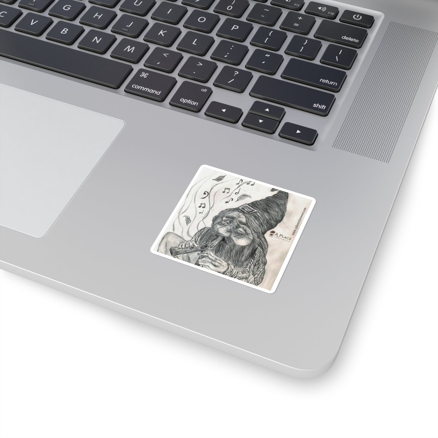 Gnome Flute Square Sticker – Hand-Drawn Whimsical Musician Decal