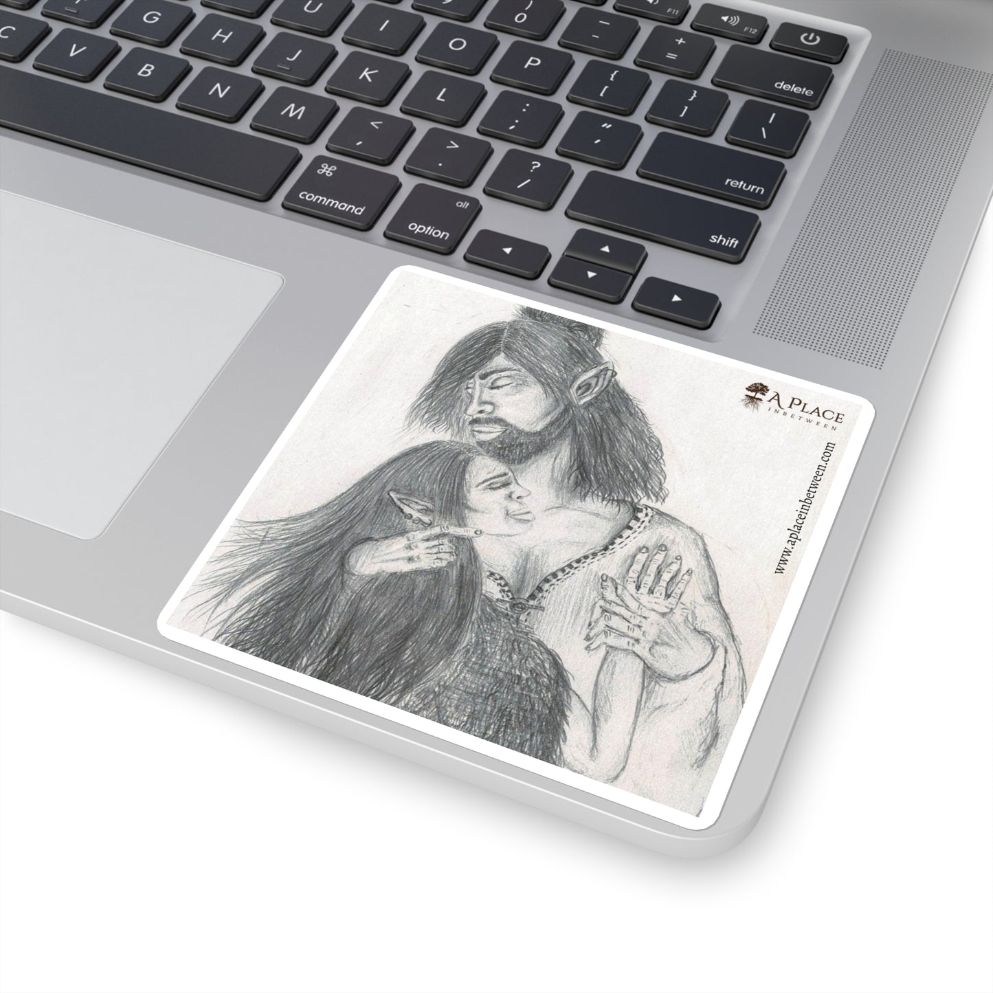 Fantasy Elf Couple Pencil Art Sticker - Square Decorative Sticker