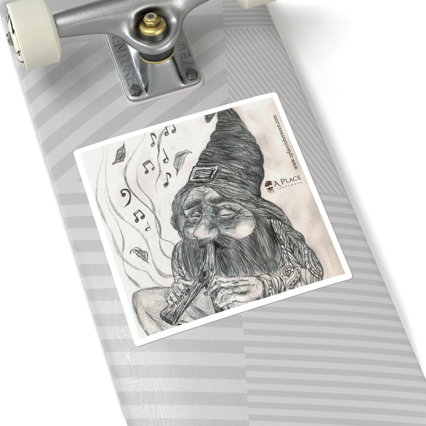 Gnome Flute Square Sticker – Hand-Drawn Whimsical Musician Decal