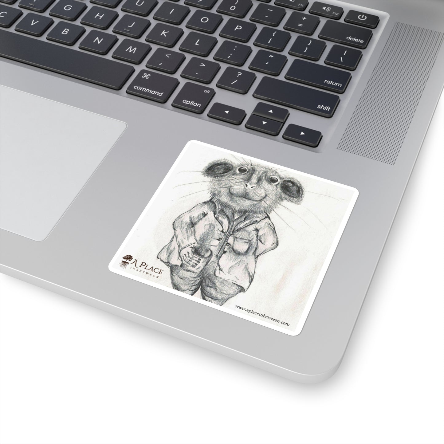 “Pleasant Mouse enjoying a hot brew “Sticker — Cute Hand-Drawn Character Square Sticker