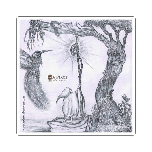 Square Stickers - Wizard and Fairy World-  “I am here “