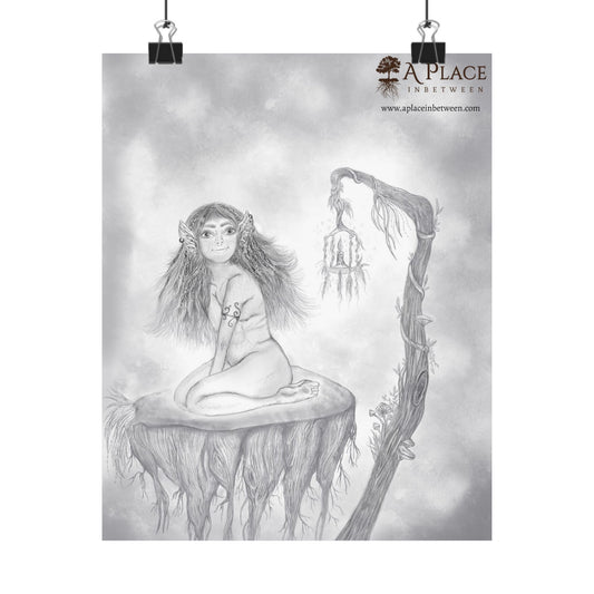 Elvish Warrior, Moon Ethereal Fantasy Art Decal “ A place we only feel love “   Poster — Matte Vertical Art Print