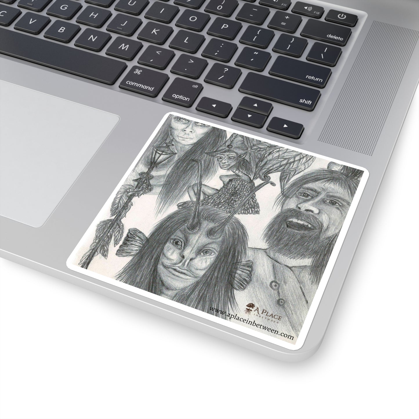Sketch Art Square Sticker — Mythic Faces and creatures /lantern Collage 2 of 2