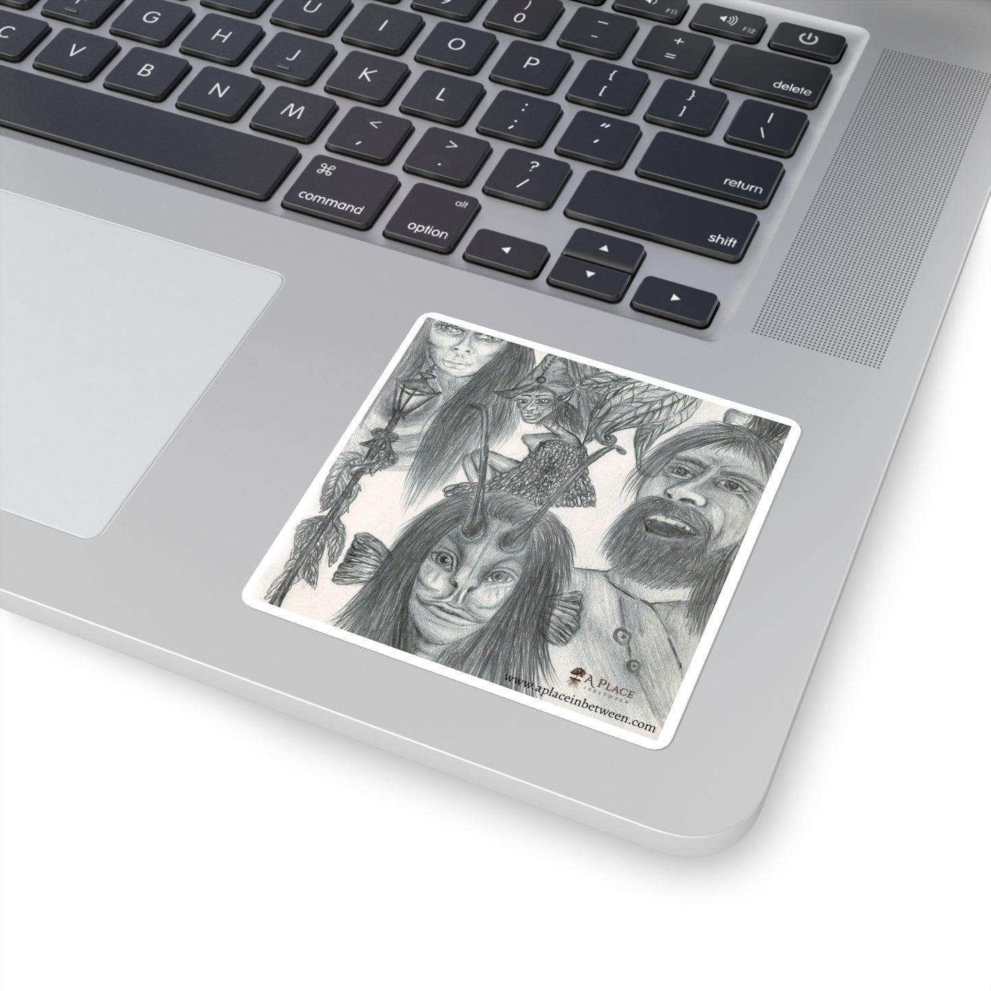 Sketch Art Square Sticker — Mythic Faces and creatures /lantern Collage 2 of 2
