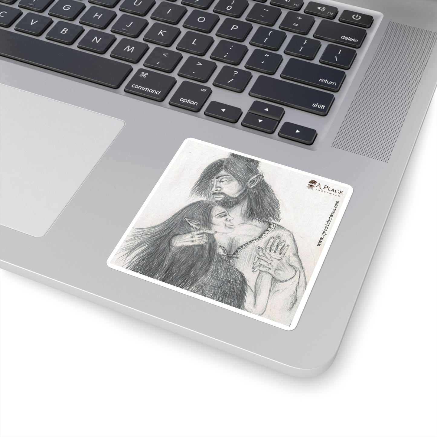 Fantasy Elf Couple Pencil Art Sticker - Square Decorative Sticker