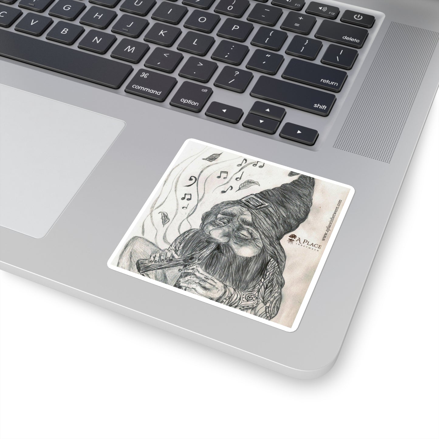 Gnome Flute Square Sticker – Hand-Drawn Whimsical Musician Decal